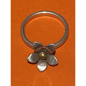 James Avery Retired Silver and Brass Flower Dangle Ring Size 5
